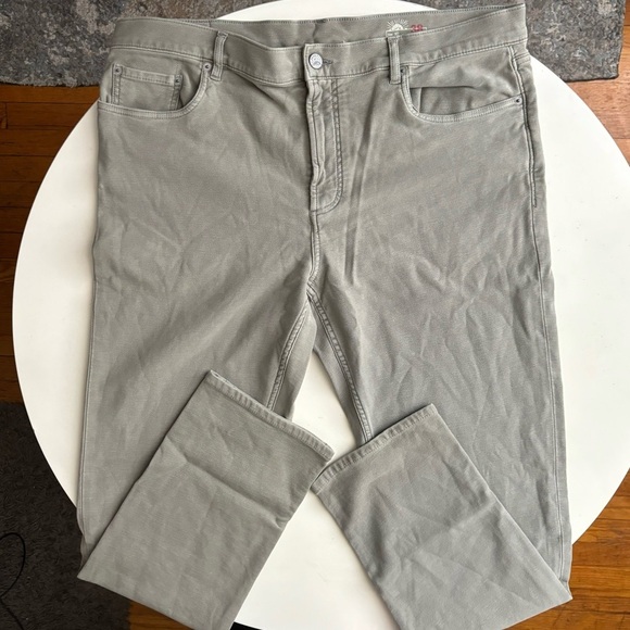 Faherty Stretch Terry 5-Pocket Pant Faded Olive Green Men’s 38x32 Slim Fit NWOT - Picture 1 of 8